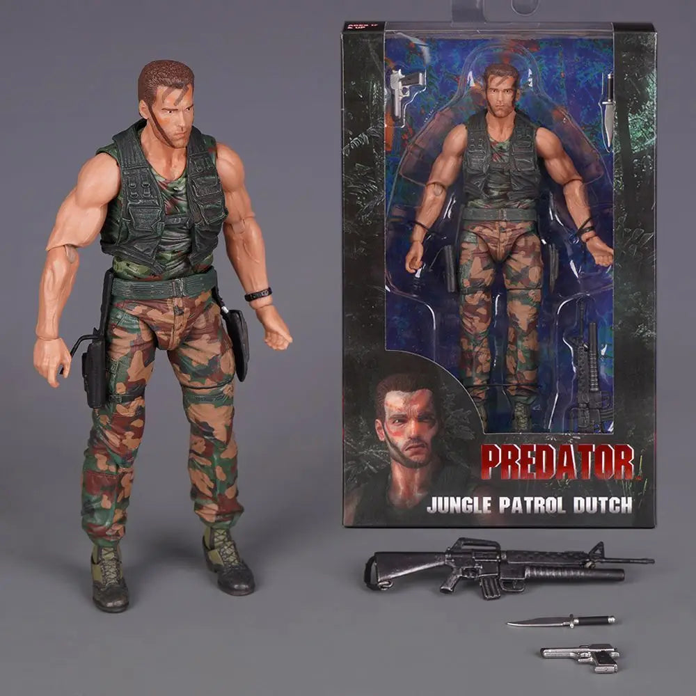 New Ko Neca Predator Jungle Extraction Dutch Action Figure Schwarzenegger Figurine Statue Model Desktop Decoration Toy Gift