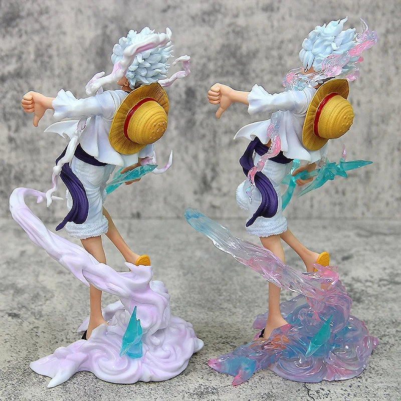 23CM One Piece's figurine NY Nika Luffy Sun God 5th gear form Treading Cloud Road Flying Thunder model ornament