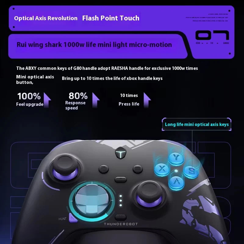 New ThundeRobot G80 Ultimate Gamepad Wired/2.4G/Bluetooth Tri-Mode For NS Quad Motor Hall Joystick Custom Gaming Controller