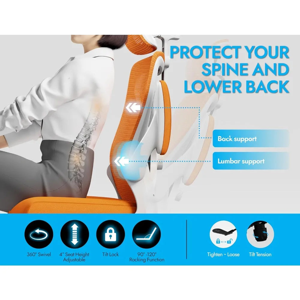 Ergonomischer Bürostuhl – X-förmiger Computer-Schreibtischstuhl, bequem, Gaming-Stuhl, Bürostuhl mit Lendenwirbelstütze, Netz-Bürostühle