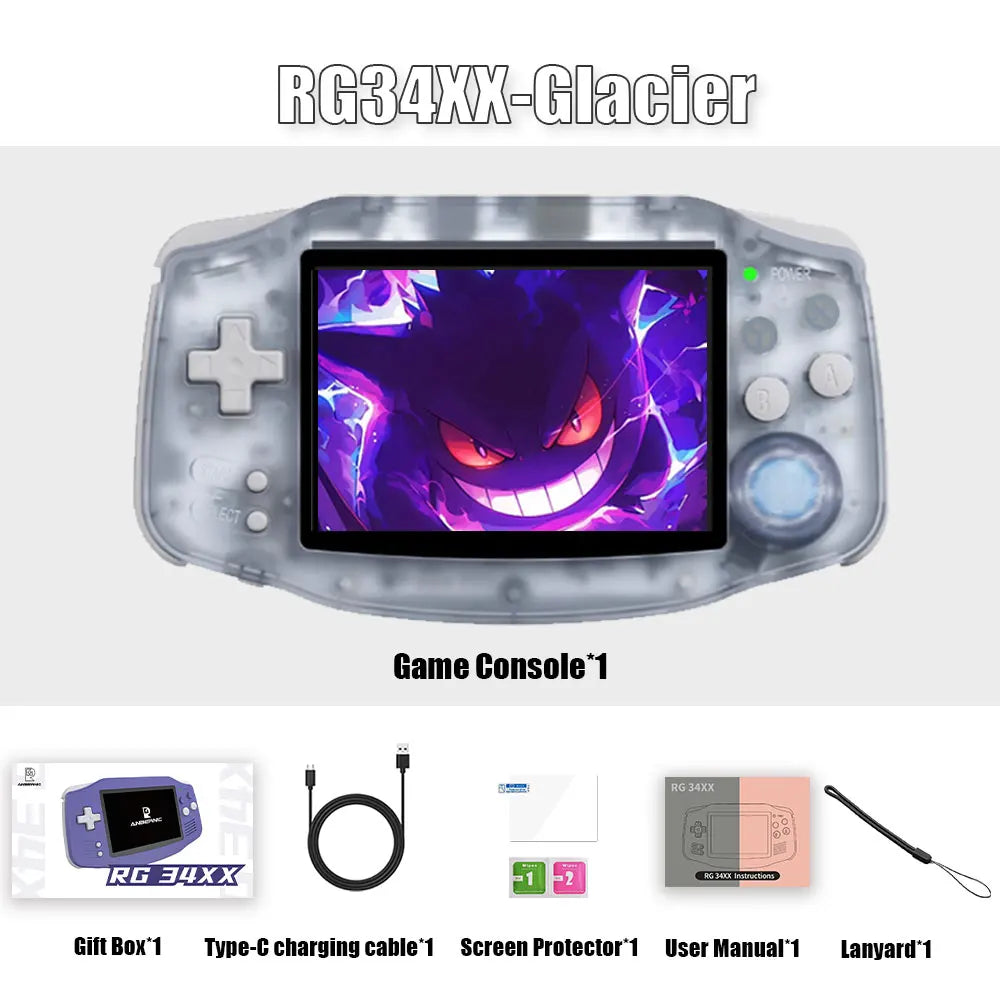 ANBERNIC NEW RG34XX Retro Game Console With 32G TF Card Portable Gaming Console 3.4 Inch IPS Screen 3500mAh Battery HDMI-Out