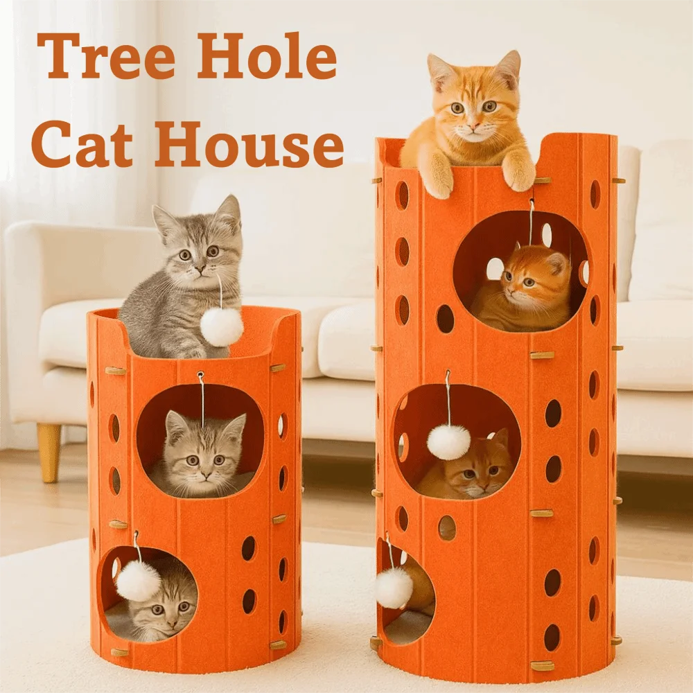 2 Floors/3 Floors Cat Scratching Post House Tree Hole Japanese Style Cat Bed All-in-one Durable Cat Condo