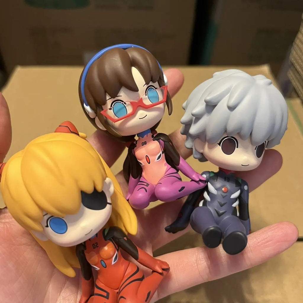 Evangelion Asuka Rei Action Figures Anime Model Q Version Kawaii PVC Figurine Decoration Collection Model Toy for Kids Gift