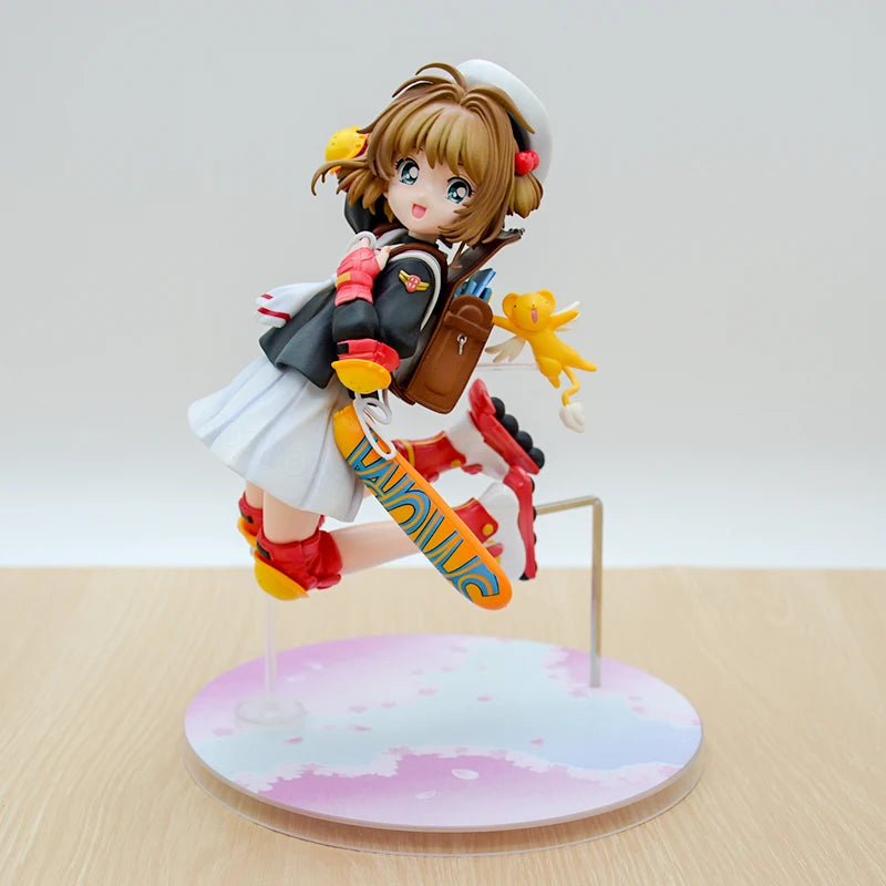 19cm Cardcaptor Sakura Sakura Kinomoto Anime Girl Figure #918 Card Captor Sakura Kerberos/Kero-chan Action Figure Model Doll Toy