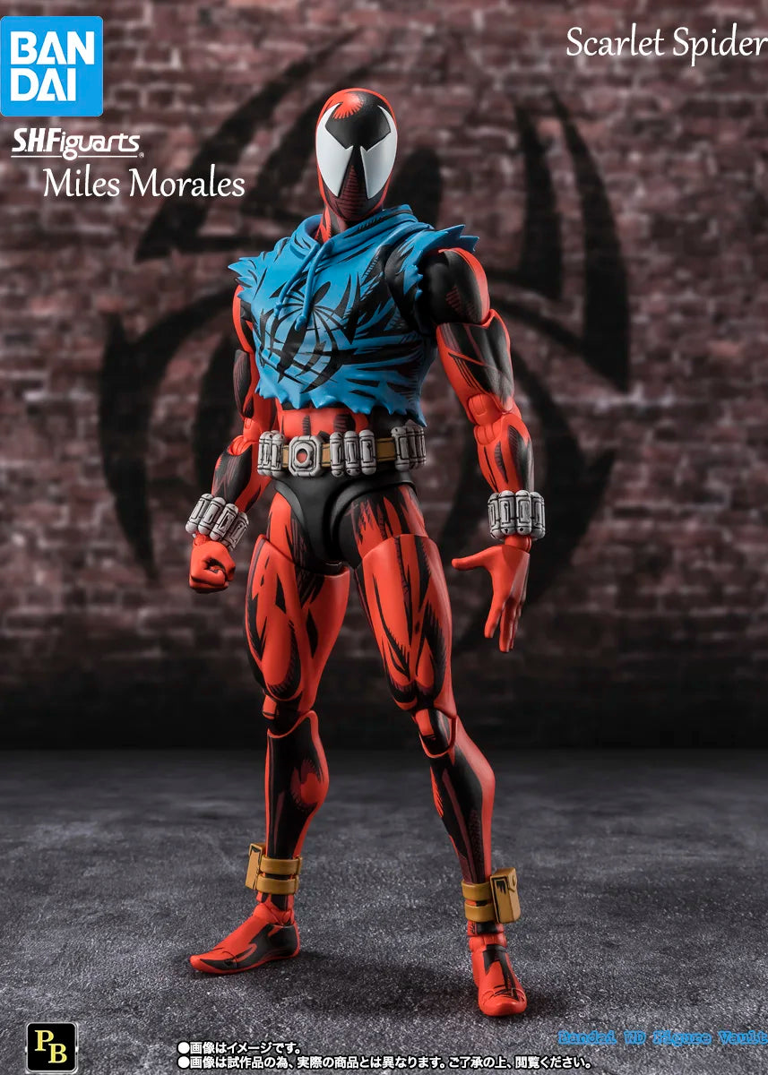 In stock Bandai S.H.Figuarts Scarlet Spider Miles Morales Spider-Man: Across the Spider-Verse Figures Model Genuine  Toy Gift