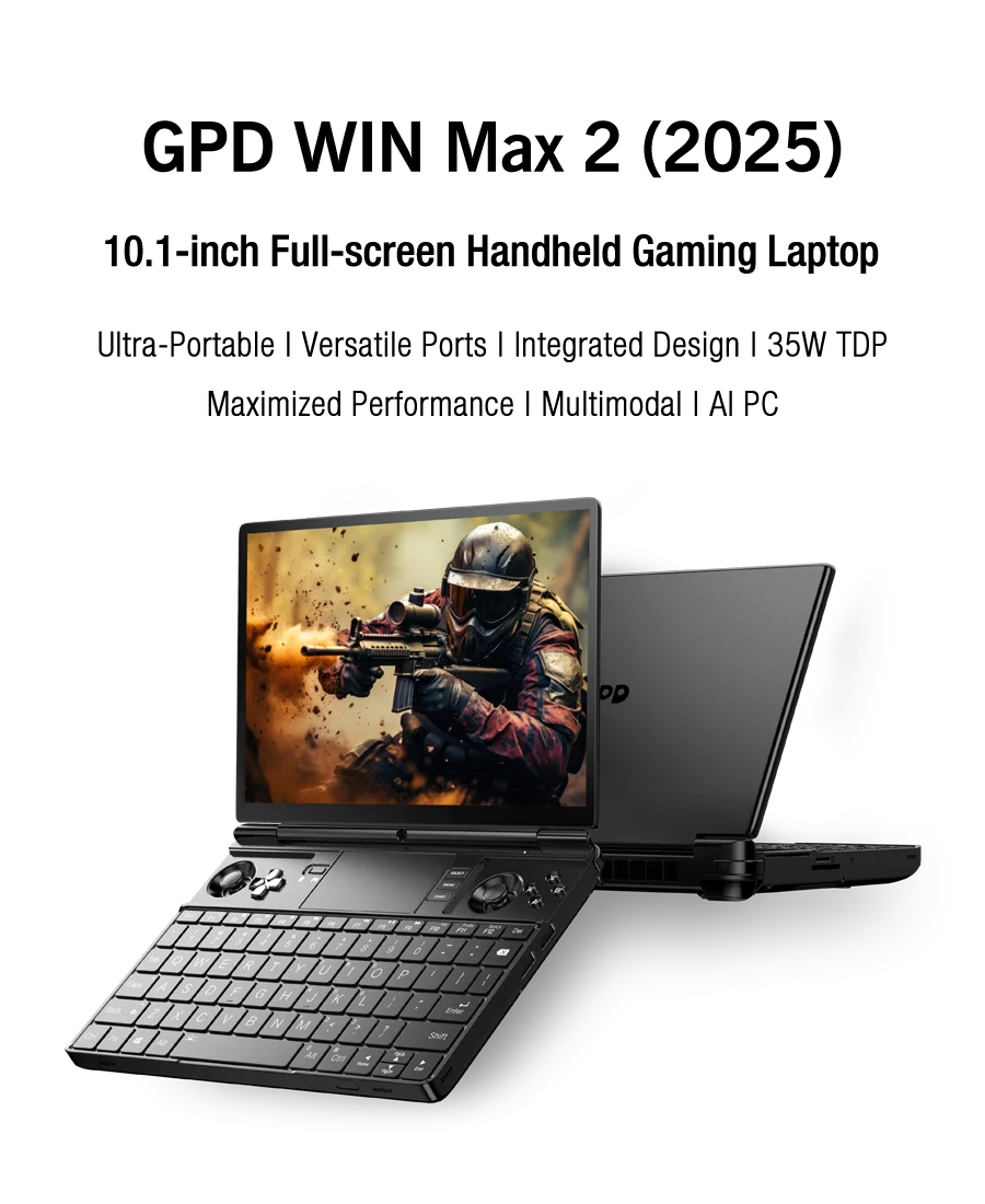 Original New 2025 GPD WIN MAX 2 Game Player Konsole 64GB 32GB RAM 2TB SSD AMD AI9 HX370 Gaming Laptop Notebook
