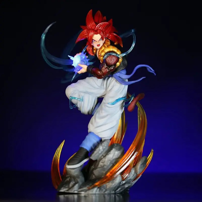 Dragon Ball Super Saiyan 4 Gogeta Aura Version Light-up Scene 25cm Anime Figure Statue Desktop Decoration Gift