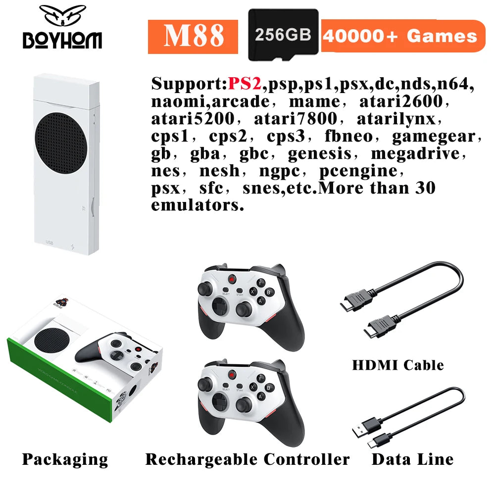 BOYHOM M88 4K Retro Video Game Console ARMMali-G52GPU Game Stick Wireless Gamepad Built-in 20000 Game for PS2/PS1/SS/DC/N64/MAME