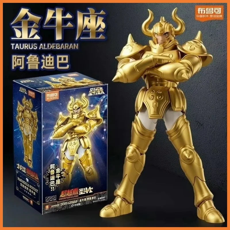Hot Original Blokees Saint Seiya Taurus Aldebaran Action Figure Aiolos Pegasus Mu Aiolia Milo Assembly Model Kit Champion Class