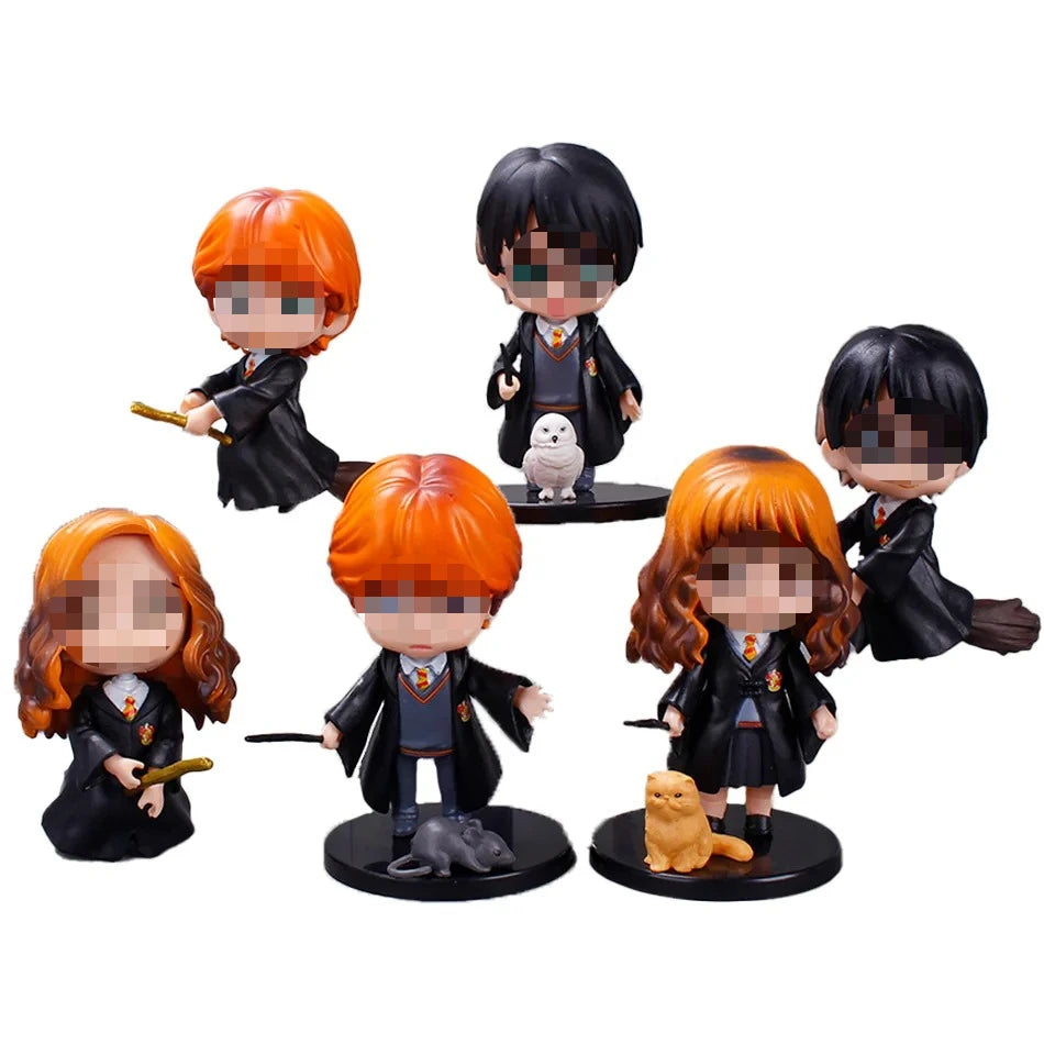 Harrry Q Style 7-9cm PVC Vinyl Figures Set - 3pcs/10pcs including Hermione Ron Hedwig Collectible Car Model Dolls for Cake
