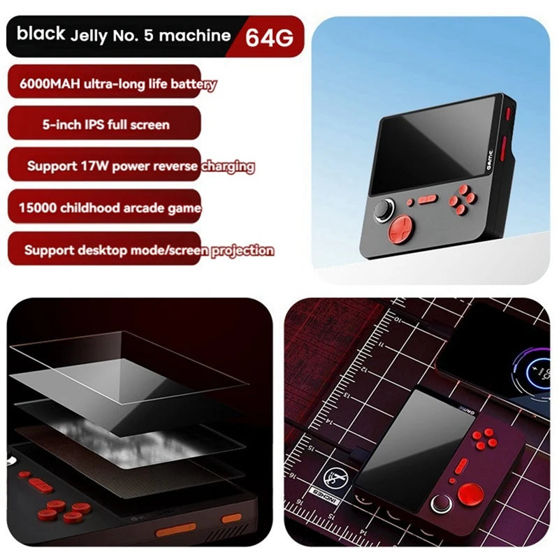Handheld Video Game Console 64G 15000 Games 5Inch HD Retro Game Console 6000Mah Support 13 Emulators