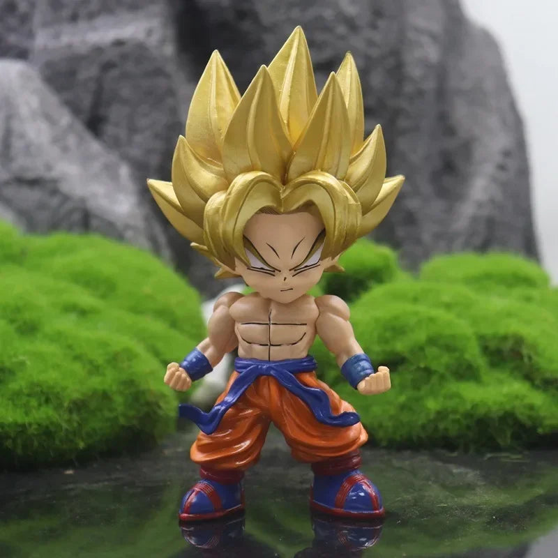 Q Version Dragon Ball Figures Goku Shenron Action Figurine Super Saiyan 2 Pvc Anime Statue Ornament Doll Bedroom Collection Gift