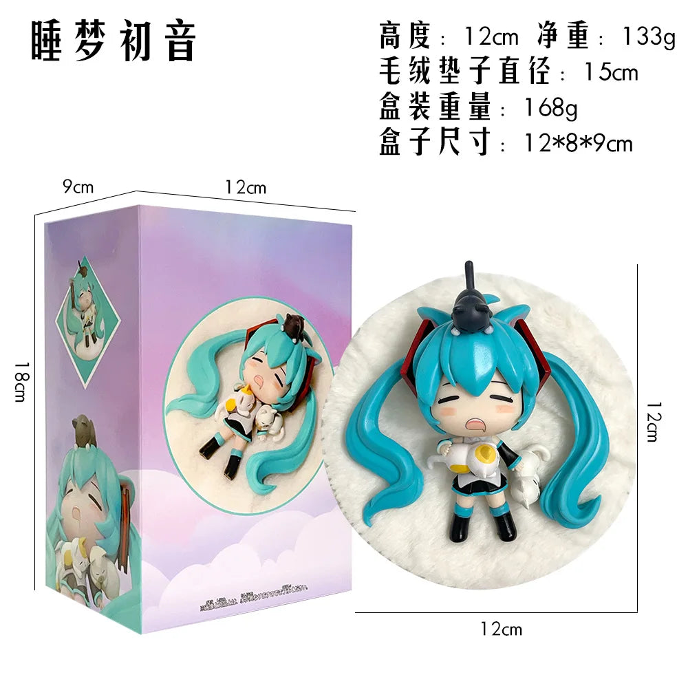 12CM Anime Hatsune Miku Figure Sleep Dream Hatsune Miku Action Figures Cute Collection Model Toy Gift