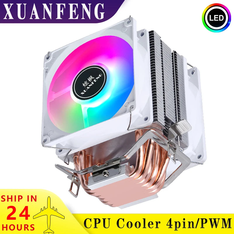 XUANFENG CPU Cooler Fan Computer x79 x99 Processor 2/4/6 Heat pipe 4pin/PWM Compatible LGA2011-3 2066 115x 1200 1700 AMD AM4 AM5