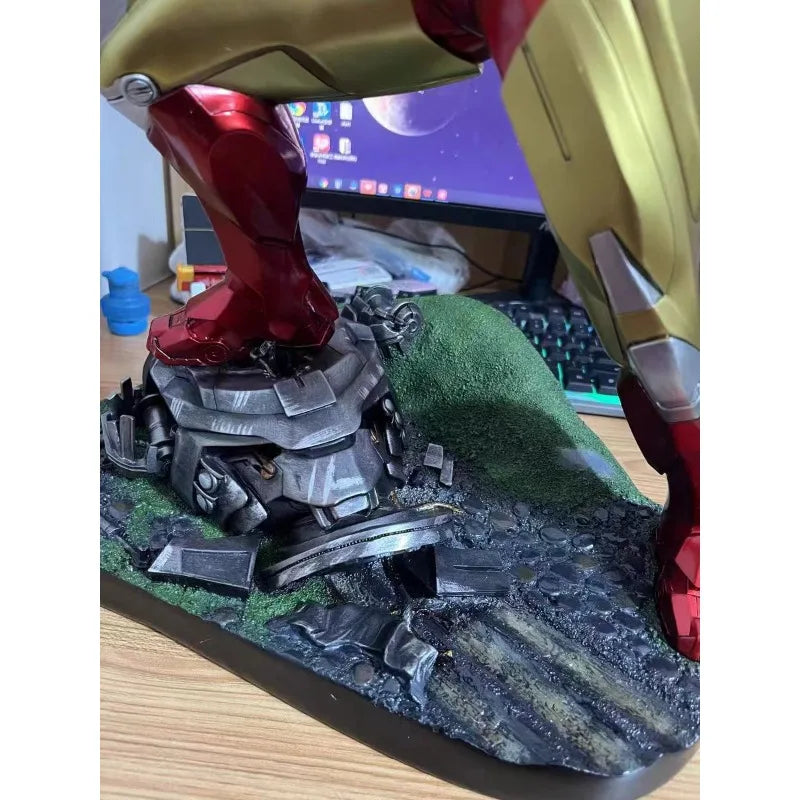50cm Marvel Comics Figure Iron Man Can Glow Mk6 Resin GK Anime Collection Model Desktop Ornaments Holiday Gifts Children Toys