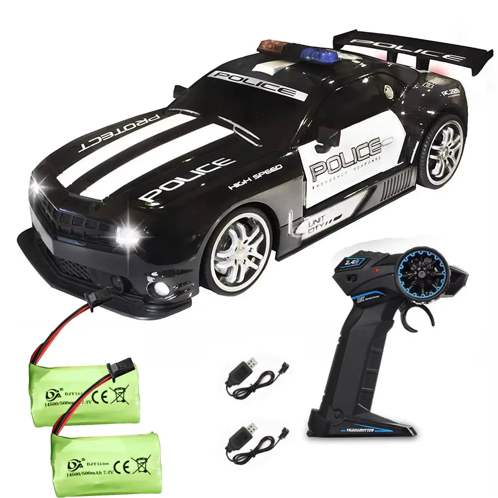 1/12 Big 2.4GHz Super Fast Police RC Car Remote Control Cars Toy with Lights Durable Chase Drift Vehicle toys for boys kid Child