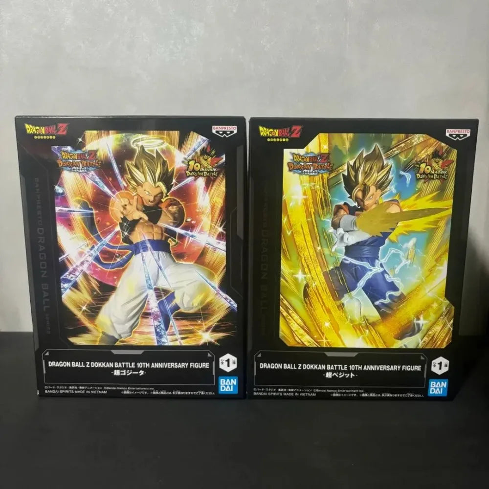 In Stock Bandai Original Genuine Banpresto Dragon Ball Z Dokkan Battle 10th Anniversary Figure Vegetto Gogeta 19cm Model Toys