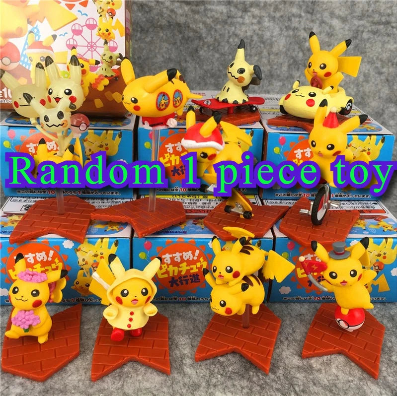 Pokemon Center Summer Seaside Pikachu Parade Edition Q Version Action Figures Cartoon Character Collectible Desktop Ornaments