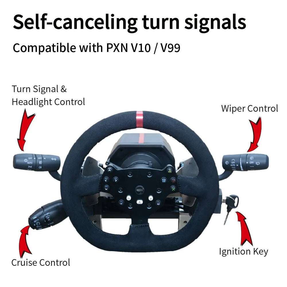 For PXN V10 V99 Racing Simulator Steering Wheel Euro/American Truck Turn Signal Wiper Automatic Rebound Cruise Ignition Switch