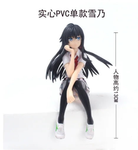 13CM Anime Yahari Ore no Seishun Love Comedy wa Machigatteiru Figure Yukinoshita Yukin Sitting Position Anime Model Toys Gifts