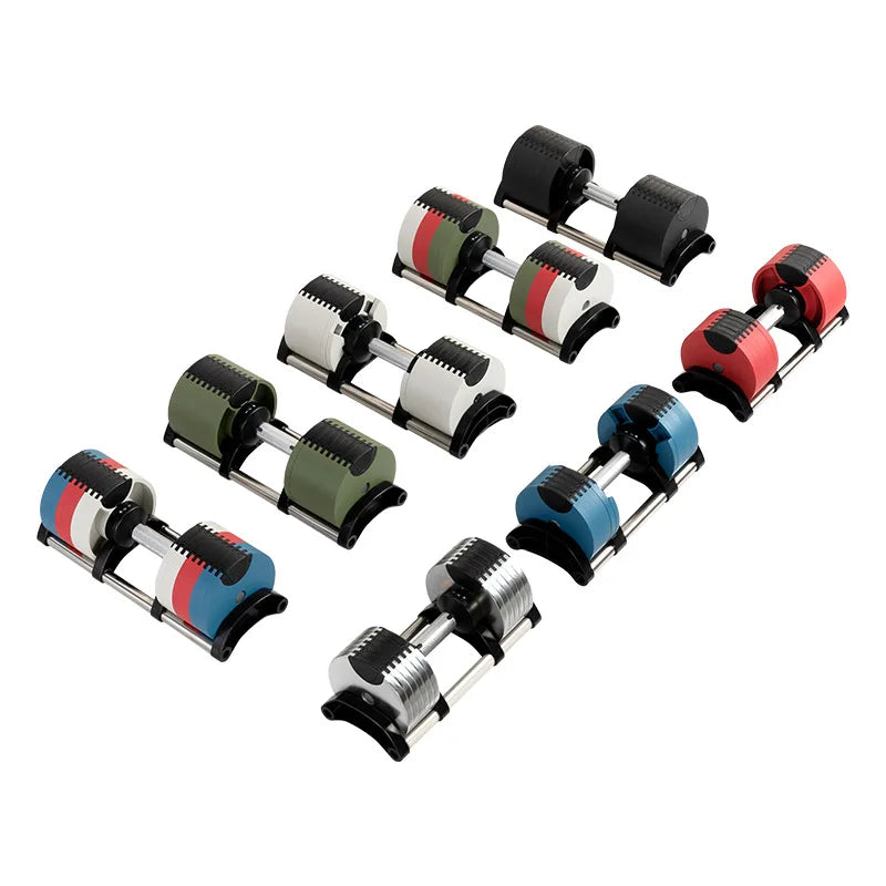 Quick Insert Slice Dumbbell Set Wholesale Adjustable 20KG Painted/Electroplated 1KG Increment Turning Handle Dumbbell Pairs