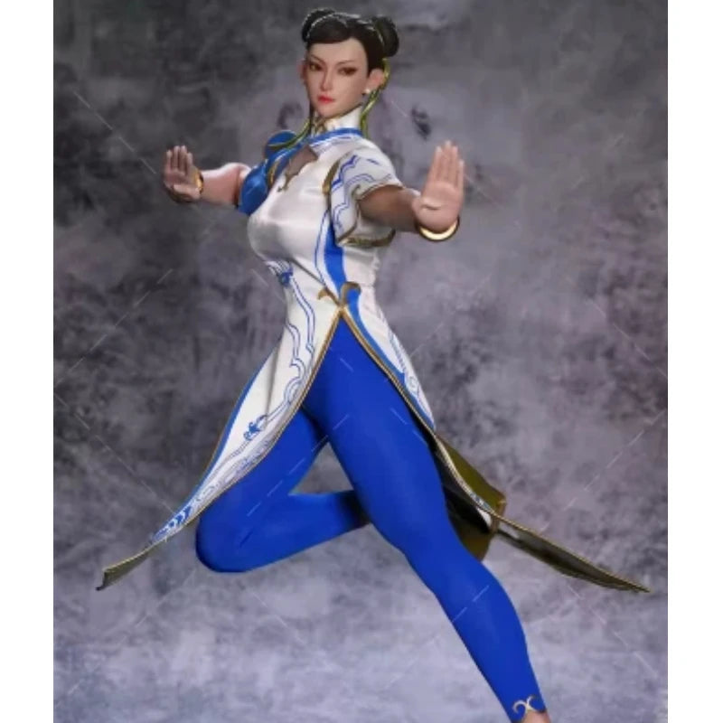 Chunli Action Figure Play Toy P026 1/6 Scale 12  Movable Eyes Blue Cheongsam Female Soldier Collectible Figurine Full Set Gift