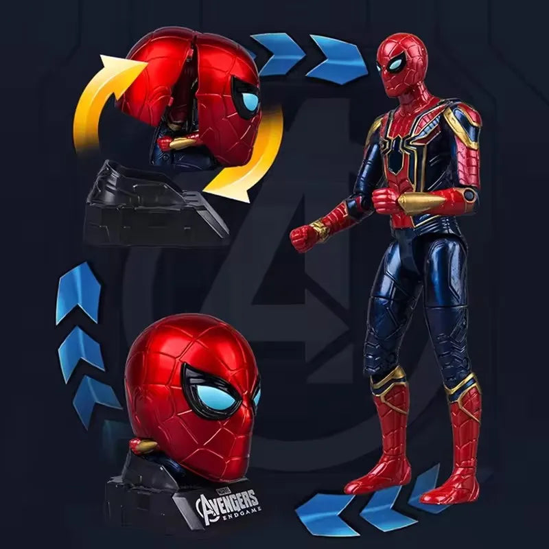 Marvel Iron Man Head Shaped Statue Deformable Toy Action Figure Spider-Man Joints Mobility Model Doll Kids educational Toys