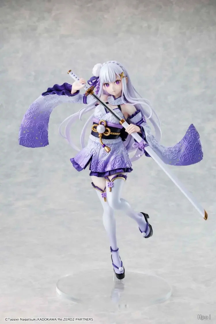In Stock Original KADOKAWA Re: ZERO Starting Life in Another World Emilia Battle Costume Ver. 24cm Anime 1/7 Figure Doll Model