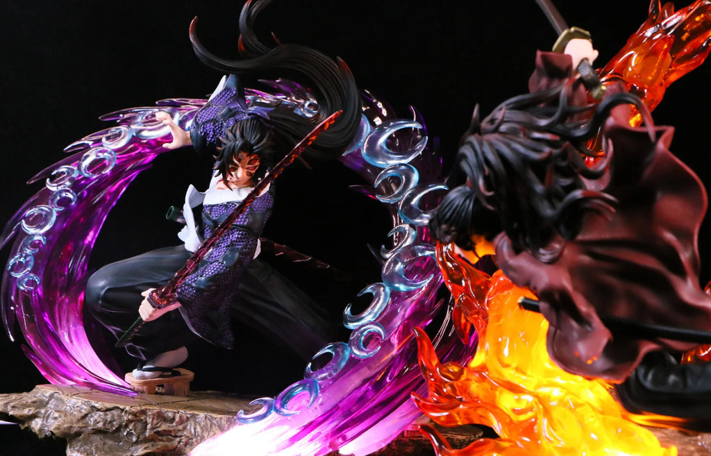 Demon Slayer Figurine 21CM Anime Figures Battle Form Kokushibou And Tsugikuni Yoriichi PVC Material