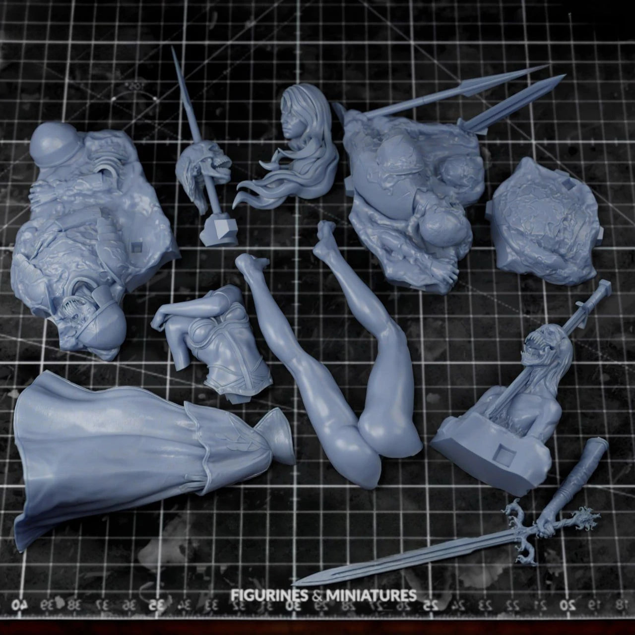 Silver-haired Female Warrior High-precision Figurine White Film Disassembly Model DIY Coloring Self-assembly Figurines Crafts