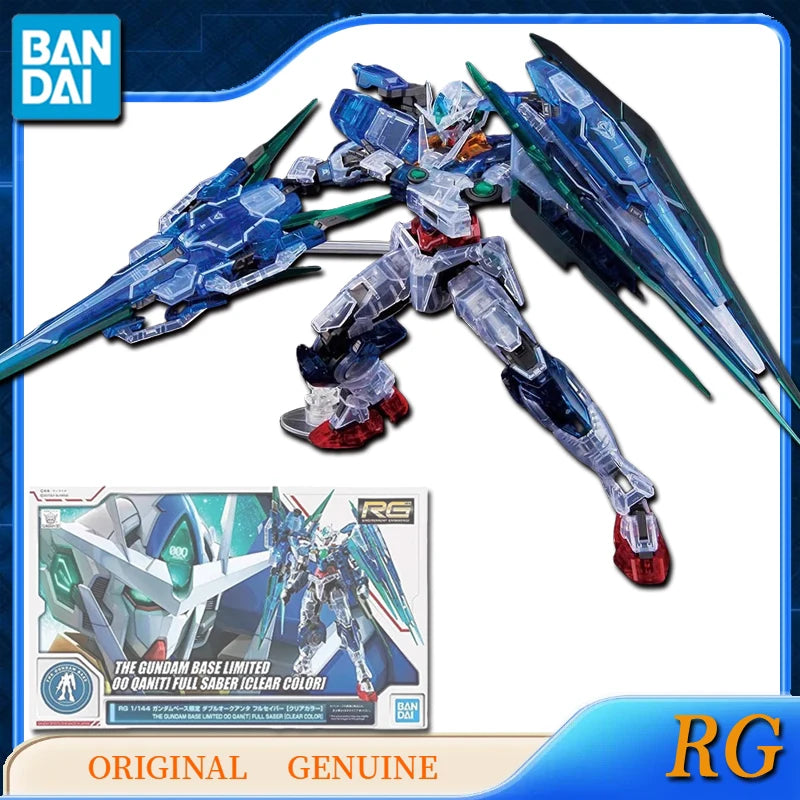 Bandai Original RG THE GUNDAM BASE LIMITED 00 QAN[T] FULL SABER CLEAR COLOR TRANS-AM CLEAR Action Figures Toys Boys Gift Model