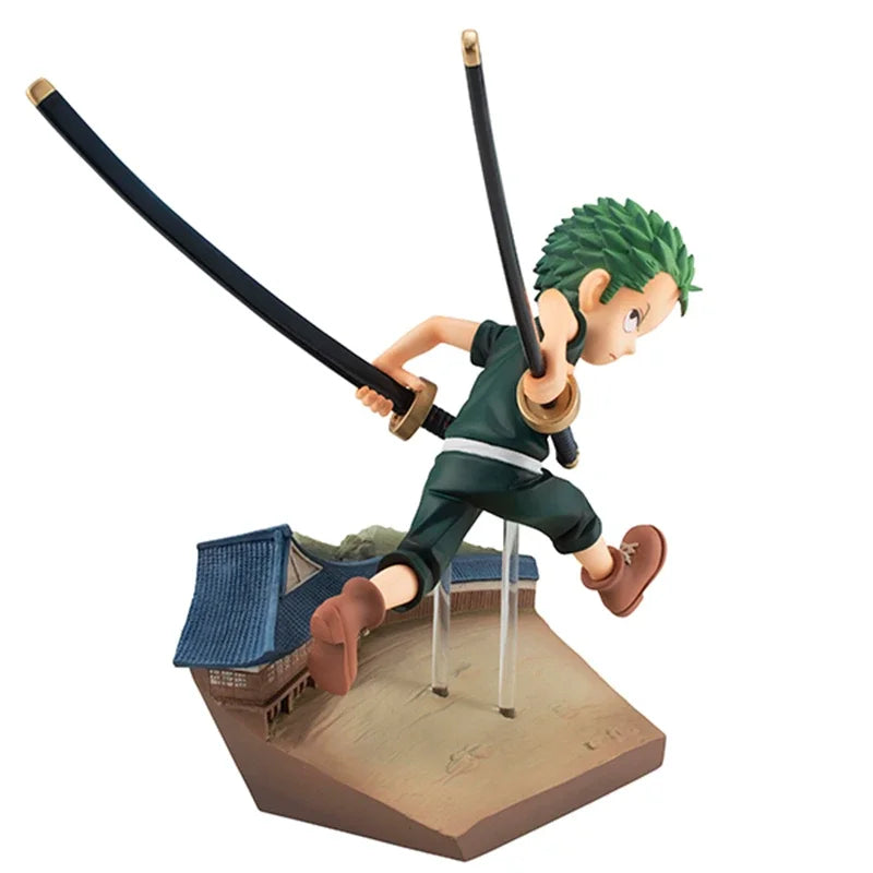 Genuine ONE PIECE Anime Figure Childhood Roronoa Zoro Run Action Figure Toys for Kids Gift Collectible Model Ornaments