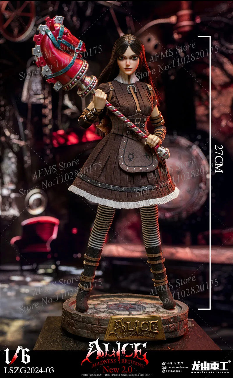 LSZG2024-03 1/6 Scale Collectible Figure Crazy Dark Girl Alice Full Set Dolls 12Inch Women Soldier Action Figure Model Toys