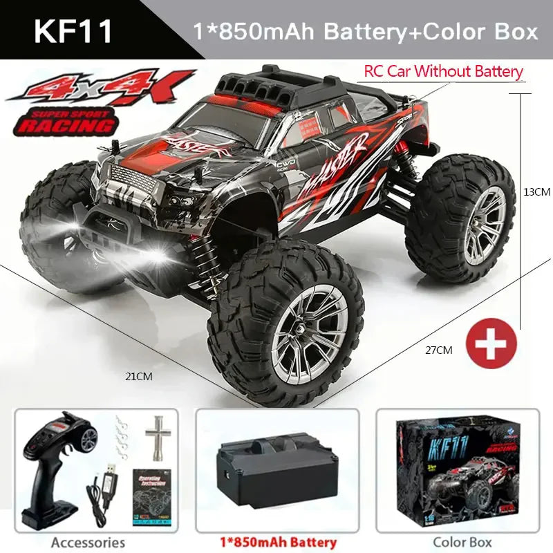 KF18 1:14 4WD RC Car Off-Road Racing High Speed Brushless Motor 2.4G Remote Control Cars Truck 75km/H Truck With LED Light Toy