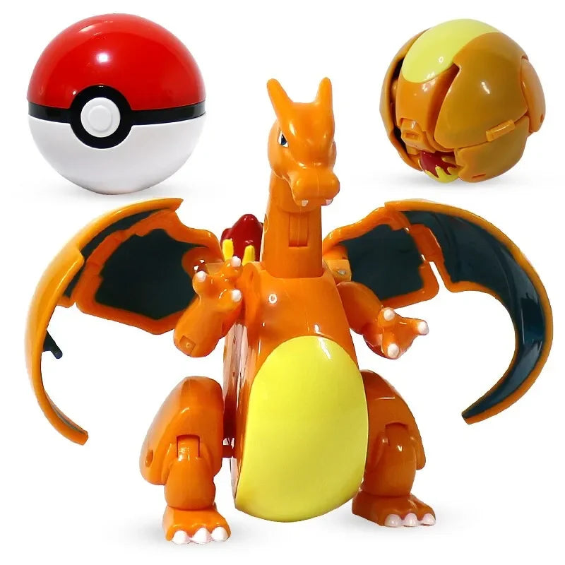 Pokemon Action Figure Transformer Doll Pokeball Figurine Poke Ball Deform Pikachu Greninja Lucario Mew Snorlax Lapras Kids Toy