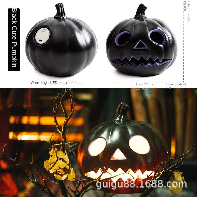Halloween pumpkin lantern hollow out LED light emitting funny indoor and outdoor decoration props 3pcs set