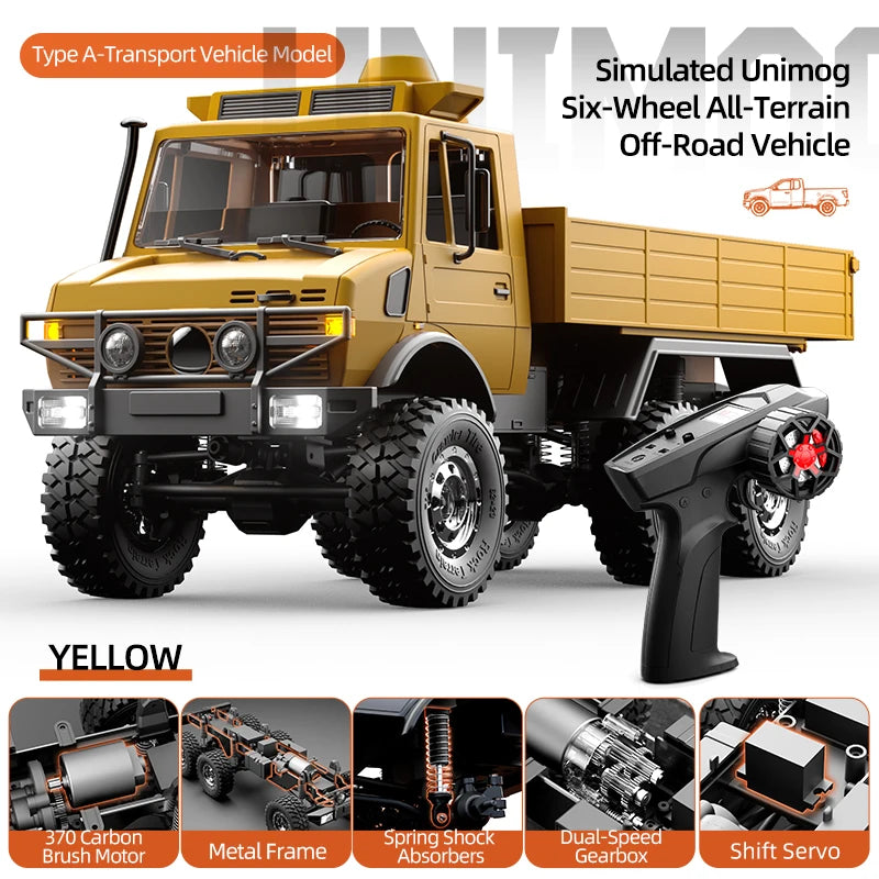 2.4G RC Crawler 6WD Unimog RC Truck 1:18 Proportional Control Mechanical Shifting JJRC C8823 RC Vehicle Simulated Model Toys Car