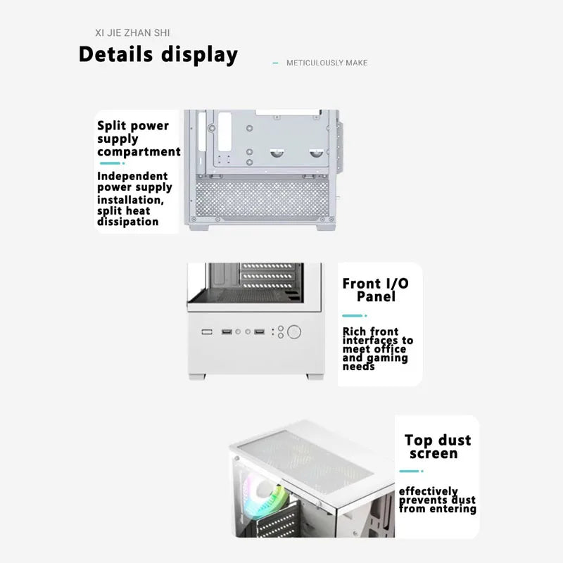 X2 PC Case Sea View Room Gaming Computer Desktop M-ATX ITX Motherboard Double-Sided Tempered Glass PC Gamer Cabinet