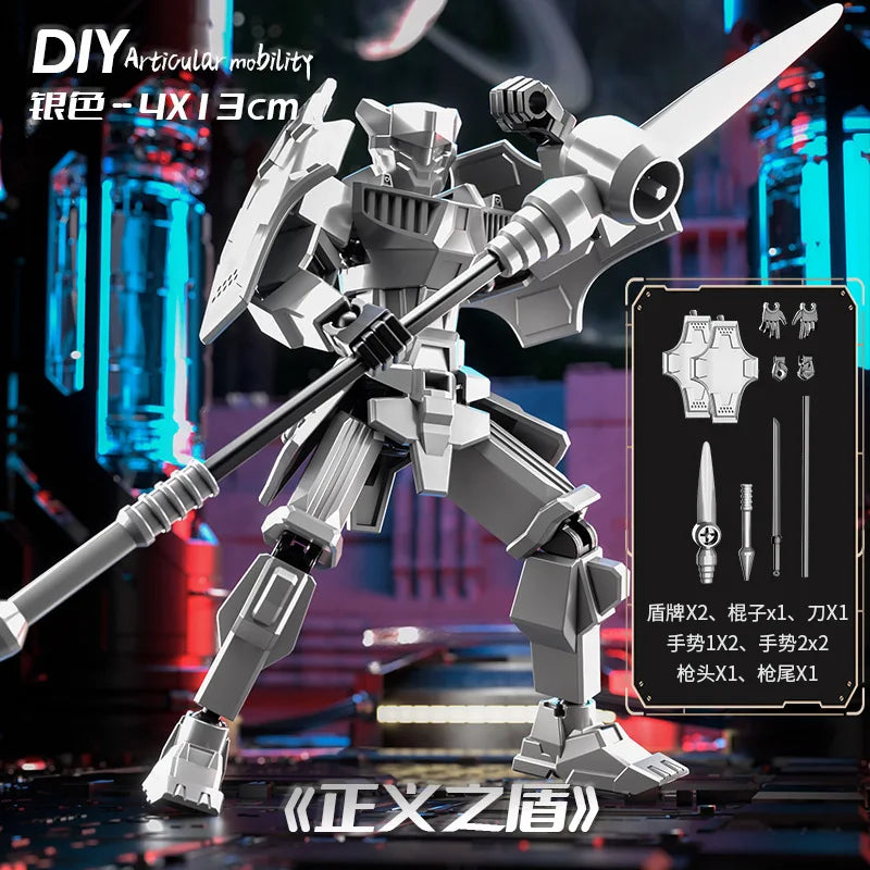 Lucky 13 Multi Joint Action Figure Knight Justice Shield Mecha Toy Model Robot Doll Gift for Boys