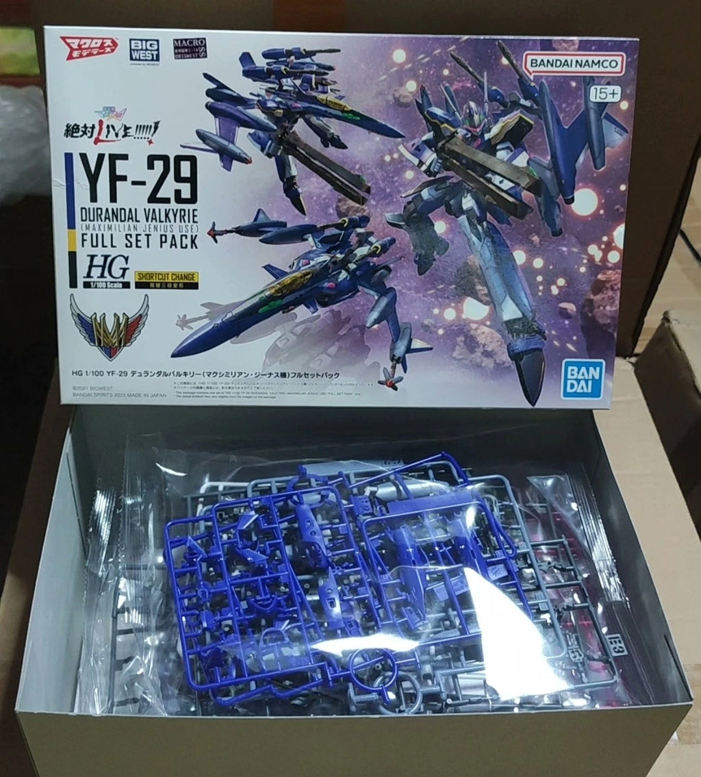Bandai original anime figure hg 1/100 YF-29 durandal valkyrie complete set action figure toys collectible model for kids present