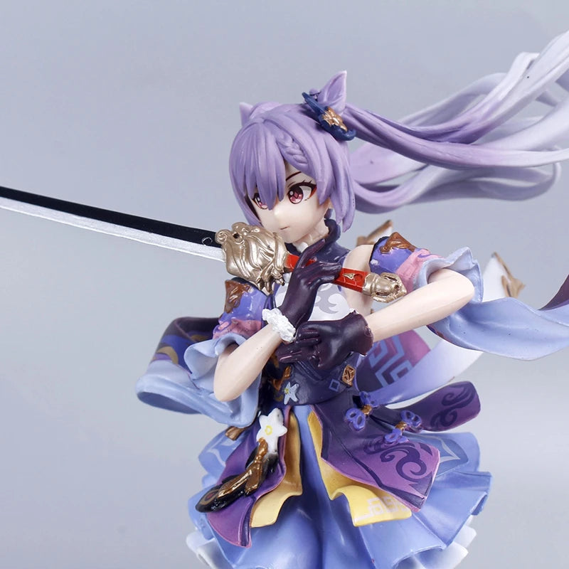 24 см Genshin Impact Аниме Фигурки Keqing Kawaii Изправена екшън фигурка PVC Колекция Модел Кукла Орнаменти Играчки Подаръци за рожден ден
