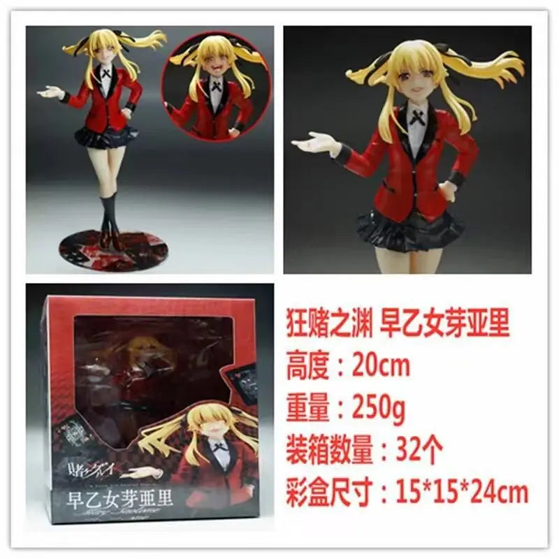 24CM Anime Kakegurui Twin Meari Saotome Figure Standing Model Toy Gift Collection Replaceable Face PVC Action Figure