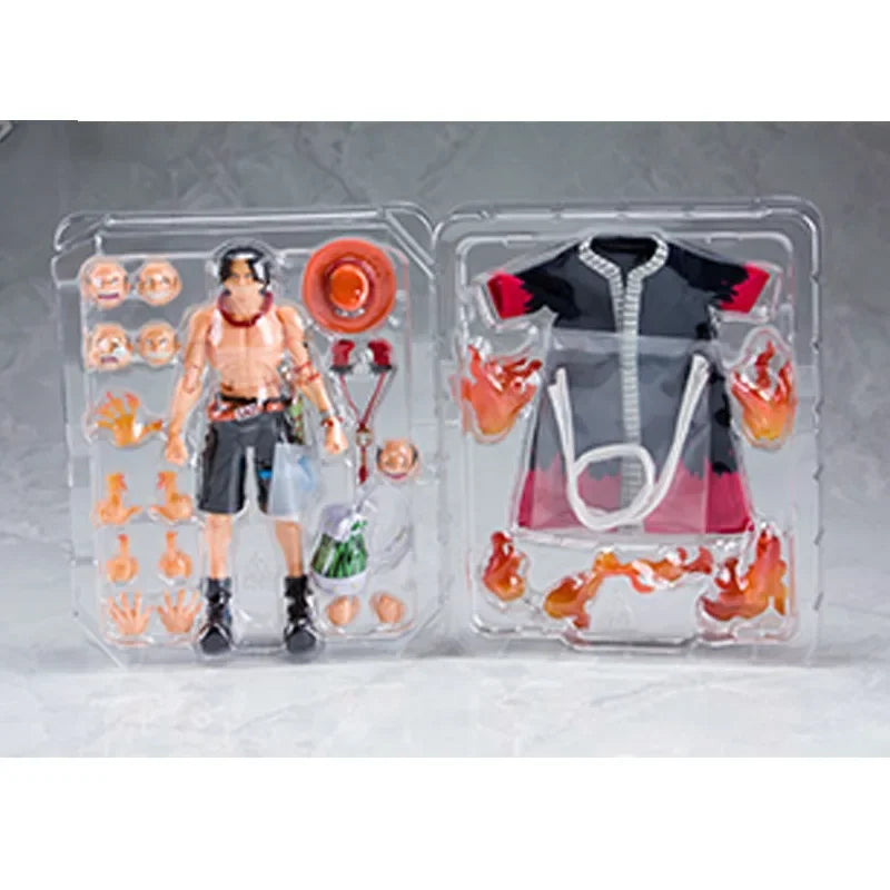 Bandai Genuine SHF ONE PIECE Portgas·D·Ace Anime Action Figure Joints Movable Collectible Model Toys Ornaments Gift Children