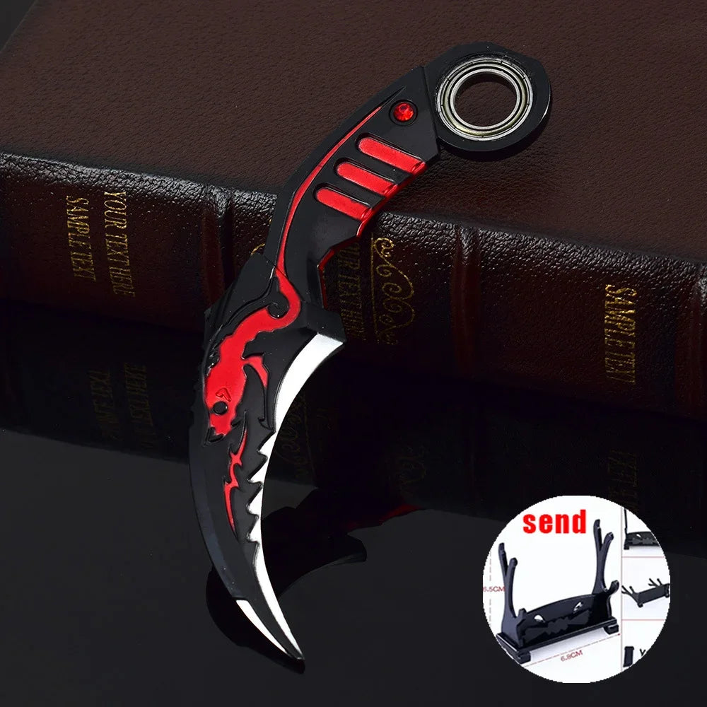 6,7 Zoll chinesischer Drache Karambit Metall Dark Moon Double Thorn Modell Spiel Leben und Tod Peripheriegeräte Golden Dragon Claw Knife Toy