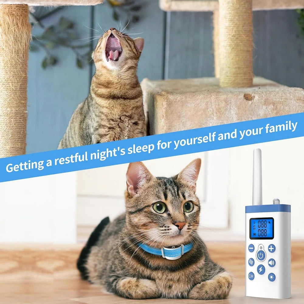PaiPaitek Katzentrainingshalsband, Katzenschockhalsband mit Fernbedienung, Ferntraining und automatisches Anti-Miau-Halsband, Katzenbellhalsband, um das Miauen zu stoppen