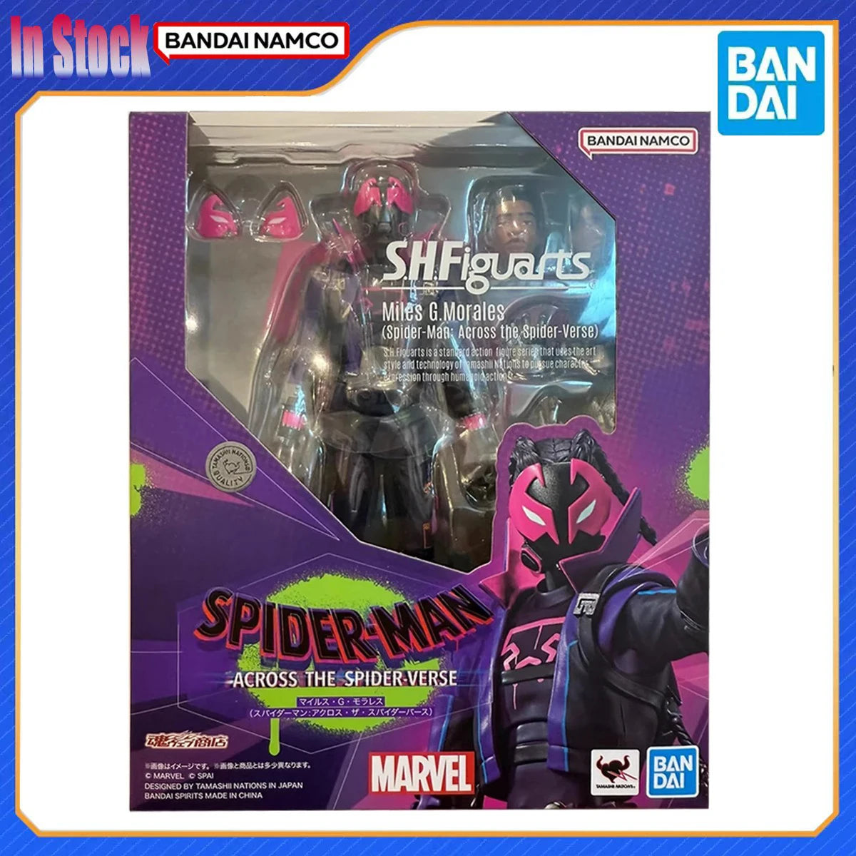 Original Genuine Bandai Anime Spider-Man：Across The Spider-Verse SHF Miles G.Morales Action Figure Model Kits Gift for Boy Girl