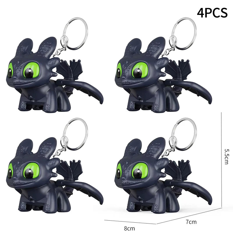 Toothless Keychains Cartoon Anime Figure Toys Glow in The Dark Luminous Keychain Toys Car Interior Ornament