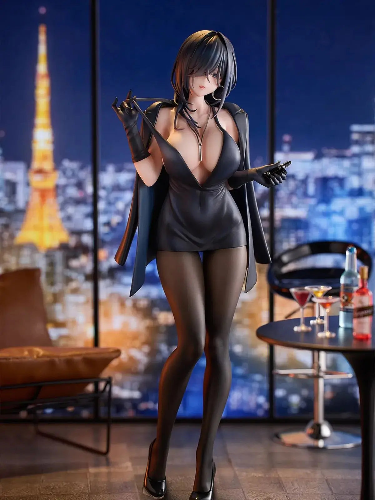Judai 28cm Original  HanaBee Yokoyama Ishimi Kuroi One Piece Black Dress PVC Action Figure Model Toys