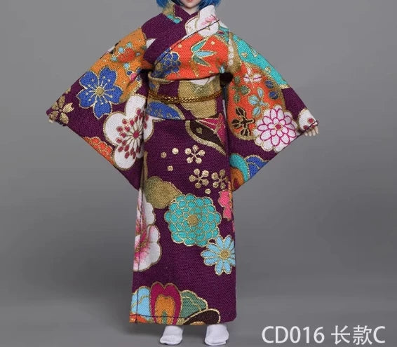 1/12 Scale Female Soldier Short Japanese Printing Kimono Dress Clothes Model for 12" Tbleague Phicen Body Accessories