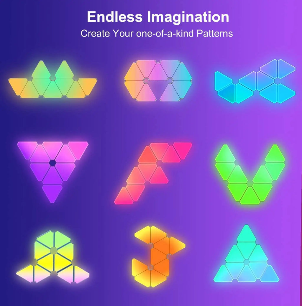 RGB Triangle LED Light Panels, DIY Triangle LED Wall Lights , APP and Remote Controlled, Music Sync for Gaming Room Bedroom